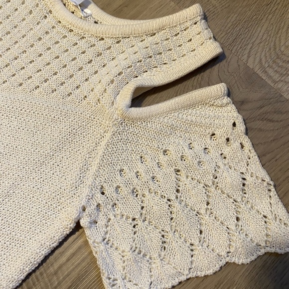 NWT Cream Knit Cold Shoulder Cotton Crochet Detail Boho Summer Size Medium - Picture 6 of 11